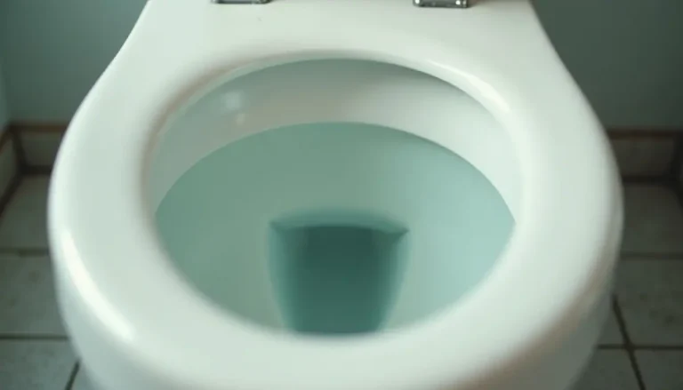 A white toilet bowl with an unusually low water level well below normal, clean bathroom, soft natural light, no people,